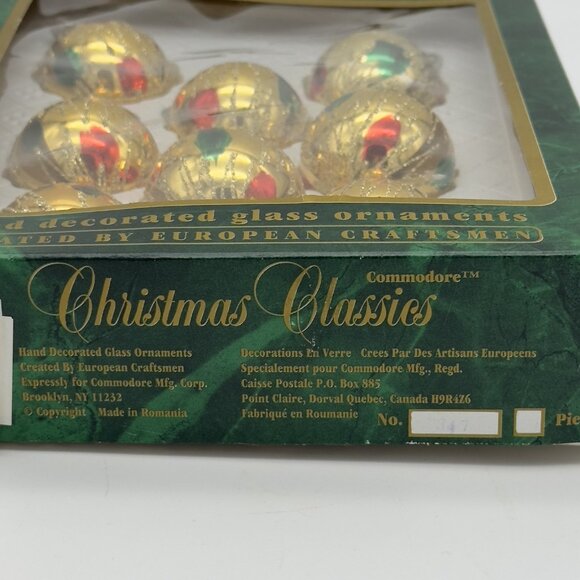 8 Vtg Commodore Christmas Classics Hand Decorated Glass Ornaments Romania Mini - Picture 7 of 9